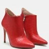Rag & Co LOLITA Woven Texture Stiletto Boot In Red Boots