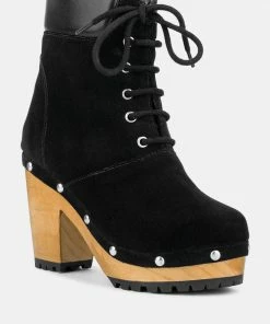 Rag & Co MAAYA Black Handcrafted Collared Suede Boot Boots