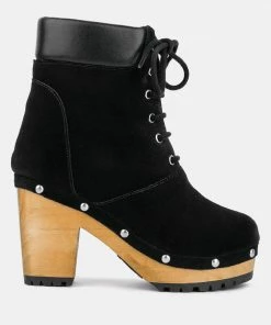 Rag & Co MAAYA Black Handcrafted Collared Suede Boot Boots