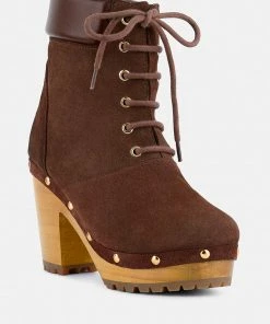 Rag & Co MAAYA Brown Handcrafted Collared Suede Boot