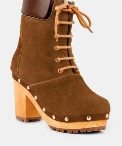 Rag & Co Boots MAAYA Tan Handcrafted Collared Suede Boot