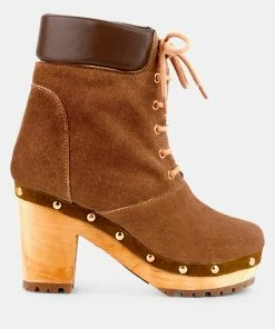 Rag & Co Boots MAAYA Tan Handcrafted Collared Suede Boot