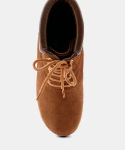 Rag & Co Boots MAAYA Tan Handcrafted Collared Suede Boot 14 Rag & Co Boots MAAYA Tan Handcrafted Collared Suede Boot
