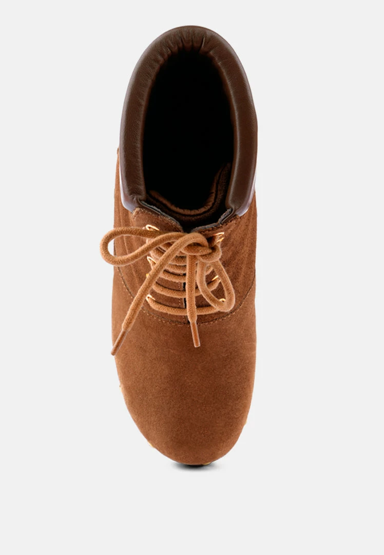 Rag & Co Boots MAAYA Tan Handcrafted Collared Suede Boot 8 Rag & Co Boots MAAYA Tan Handcrafted Collared Suede Boot