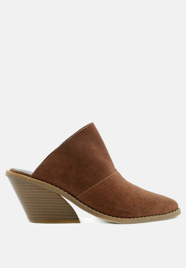 Rag & Co MAE Brown Classic Mule Heels Mules 4 Rag & Co MAE Brown Classic Mule Heels Mules