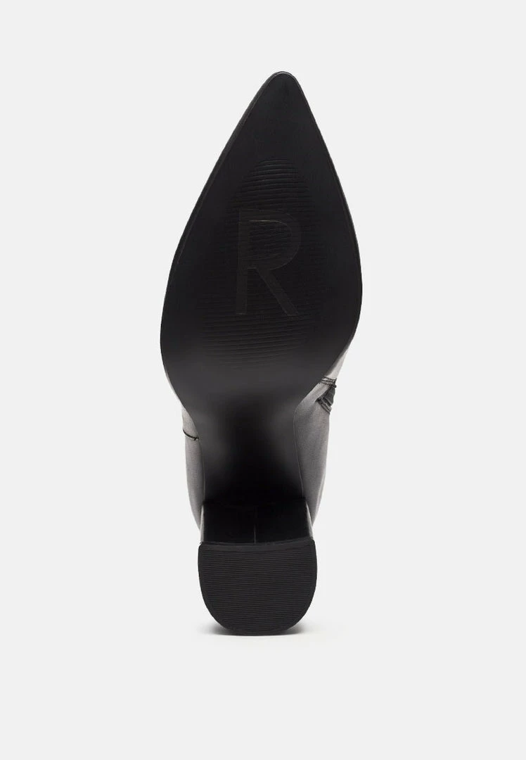 Rag & Co MARGEN Ankle High Pointed Toe Block Heeled Boot In Black 8 Rag & Co MARGEN Ankle High Pointed Toe Block Heeled Boot In Black