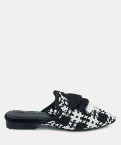 Rag & Co MARIANA Black Woven Flat Mules With Tassels Flats
