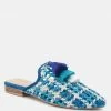 Rag & Co Flats MARIANA Blue Woven Flat Mules With Tassels