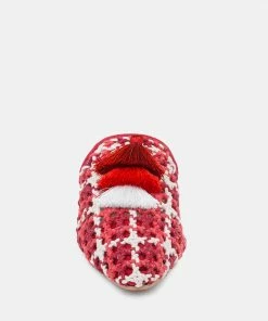 Rag & Co Flats MARIANA Red Woven Flat Mules With Tassels