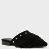 Rag & Co MARISSA Black Suede Fringe Mules 2 Rag & Co MARISSA Black Suede Fringe Mules