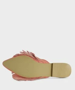 Rag & Co Flats MARISSA Pink Marissa Suede Fringe Mules