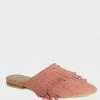 Rag & Co Flats MARISSA Pink Marissa Suede Fringe Mules