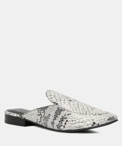 Rag & Co Flats MARLA Black Metallic Leather Mules