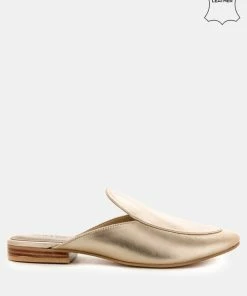 Rag & Co MARLA Gold Metallic Leather Mules Flats