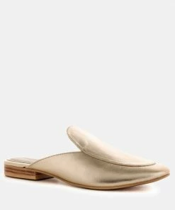Rag & Co MARLA Gold Metallic Leather Mules Flats