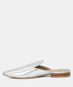 Rag & Co MARLA Silver Metallic Leather Mules Flats