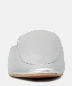 Rag & Co MARLA Silver Metallic Leather Mules Flats