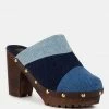 Rag & Co MESO Blue Denim Patchwork Clog Mules Clogs