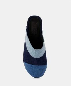 Rag & Co MESO Blue Denim Patchwork Clog Mules Clogs