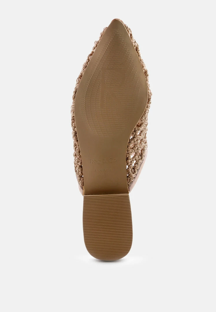Rag & Co MELANIE Gold Woven Flat Mules With Tassels Flats 9 Rag & Co MELANIE Gold Woven Flat Mules With Tassels Flats