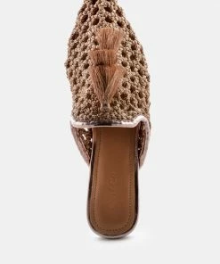 Rag & Co MELANIE Gold Woven Flat Mules With Tassels Flats 14 Rag & Co MELANIE Gold Woven Flat Mules With Tassels Flats