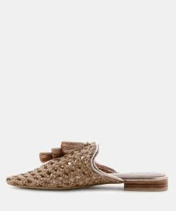 Rag & Co MELANIE Gold Woven Flat Mules With Tassels Flats 12 Rag & Co MELANIE Gold Woven Flat Mules With Tassels Flats