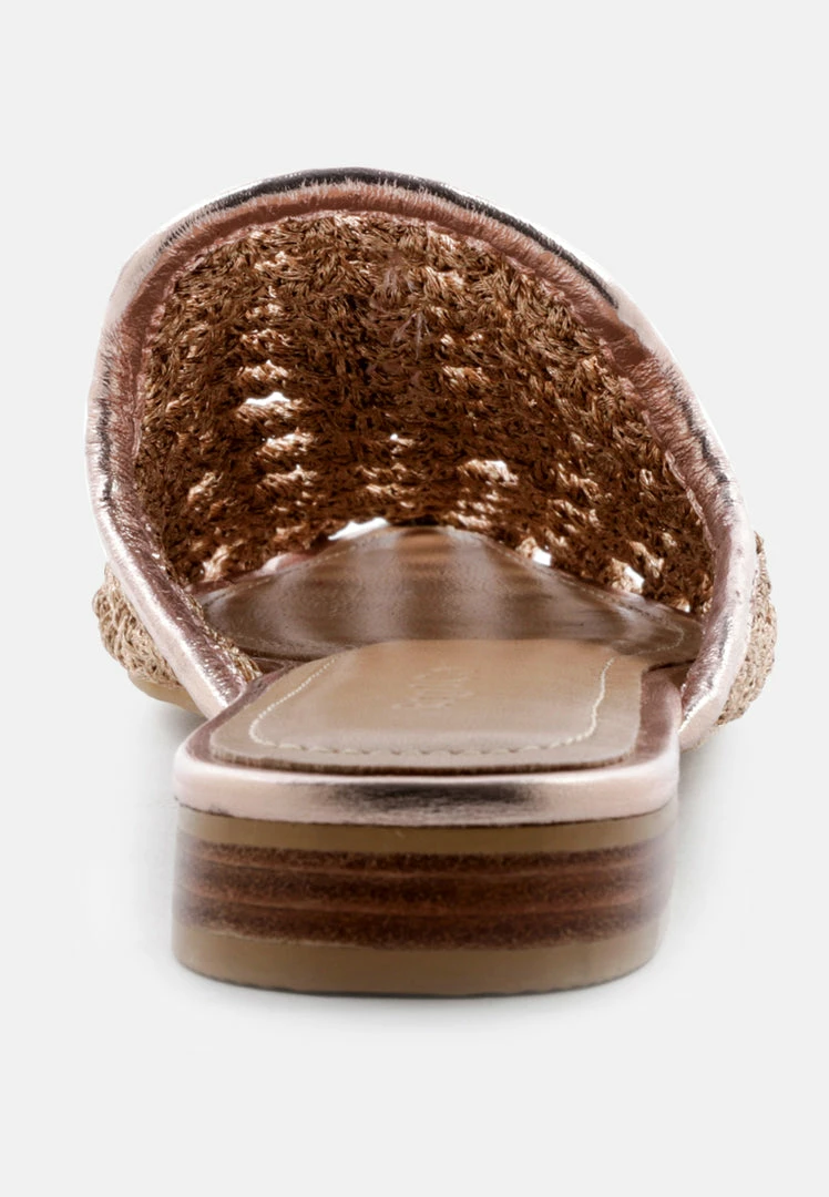 Rag & Co MELANIE Gold Woven Flat Mules With Tassels Flats 7 Rag & Co MELANIE Gold Woven Flat Mules With Tassels Flats