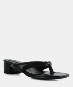 Rag & Co MEMESTAR Black Low Heel Thong Sandals