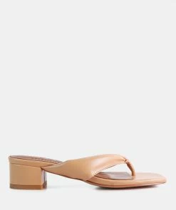 Rag & Co MEMESTAR Latte Low Heel Thong Sandals