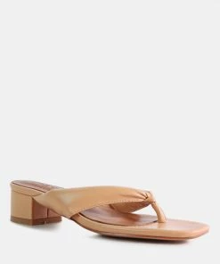 Rag & Co MEMESTAR Latte Low Heel Thong Sandals