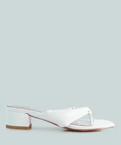 Rag & Co MEMESTAR White Low Heel Thong Sandals