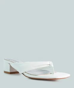 Rag & Co MEMESTAR White Low Heel Thong Sandals