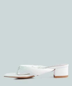 Rag & Co MEMESTAR White Low Heel Thong Sandals 12 Rag & Co MEMESTAR White Low Heel Thong Sandals