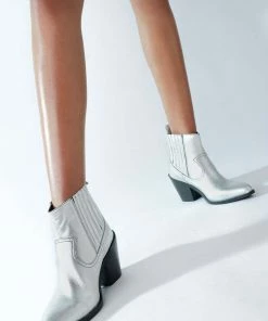 Rag & Co RAYNA Silver Metallic Leather Boots