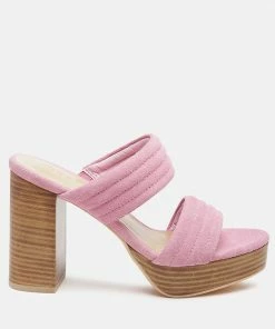 Rag & Co SS'22 MILLE-FEUX Suede Slip-On Block Heeled Sandal In Pink