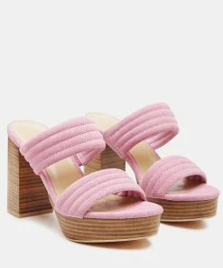 Rag & Co SS'22 MILLE-FEUX Suede Slip-On Block Heeled Sandal In Pink