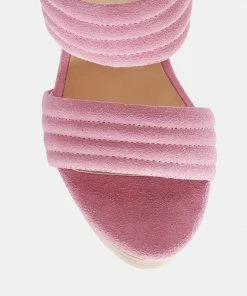 Rag & Co SS'22 MILLE-FEUX Suede Slip-On Block Heeled Sandal In Pink