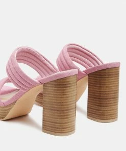 Rag & Co SS'22 MILLE-FEUX Suede Slip-On Block Heeled Sandal In Pink