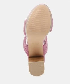 Rag & Co SS'22 MILLE-FEUX Suede Slip-On Block Heeled Sandal In Pink