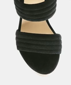 Rag & Co SS'22 MILLE-FEUX Suede Slip-On Block Heeled Sandal In Black