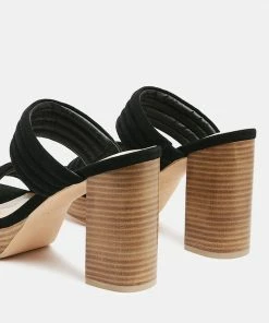 Rag & Co SS'22 MILLE-FEUX Suede Slip-On Block Heeled Sandal In Black