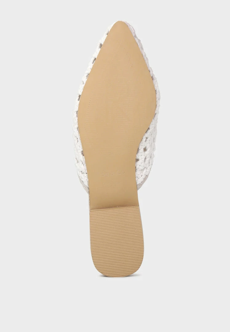 Rag & Co Flats MIRIAM White Woven Metallic Tassel Flat Mules 8 Rag & Co Flats MIRIAM White Woven Metallic Tassel Flat Mules