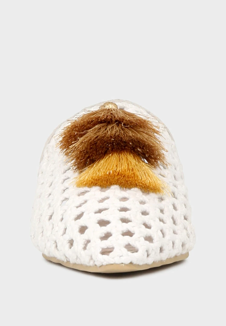 Rag & Co Flats MIRIAM White Woven Metallic Tassel Flat Mules 5 Rag & Co Flats MIRIAM White Woven Metallic Tassel Flat Mules