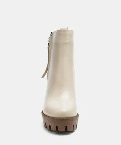 Rag & Co MISTRESS High Block Heeled Chunky Leather Boot In Beige Boots 11 Rag & Co MISTRESS High Block Heeled Chunky Leather Boot In Beige Boots