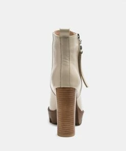 Rag & Co MISTRESS High Block Heeled Chunky Leather Boot In Beige Boots 14 Rag & Co MISTRESS High Block Heeled Chunky Leather Boot In Beige Boots