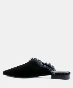 Rag & Co Flats MOLLY Black Frayed Leather Mules 13 Rag & Co Flats MOLLY Black Frayed Leather Mules
