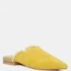 Rag & Co Flats MOLLY Mustard Frayed Leather Mules 2 Rag & Co Flats MOLLY Mustard Frayed Leather Mules