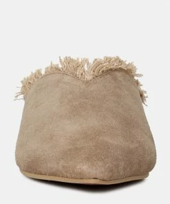 Rag & Co MOLLY Taupe Frayed Leather Mules Flats 13 Rag & Co MOLLY Taupe Frayed Leather Mules Flats