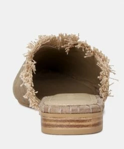 Rag & Co MOLLY Taupe Frayed Leather Mules Flats 11 Rag & Co MOLLY Taupe Frayed Leather Mules Flats