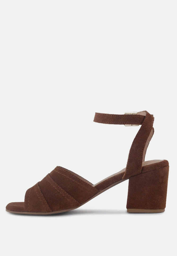 Rag & Co MON-BEAU Fine Suede Block Heeled Sandal In Tan Sandals 6 Rag & Co MON-BEAU Fine Suede Block Heeled Sandal In Tan Sandals